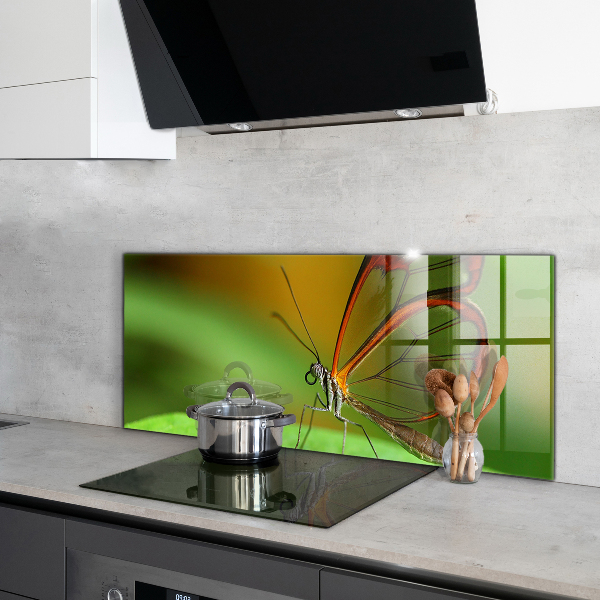 Sticlă bucătărie Fluture pe o frunză