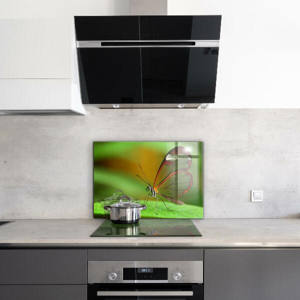 Sticlă bucătărie Fluture pe o frunză
