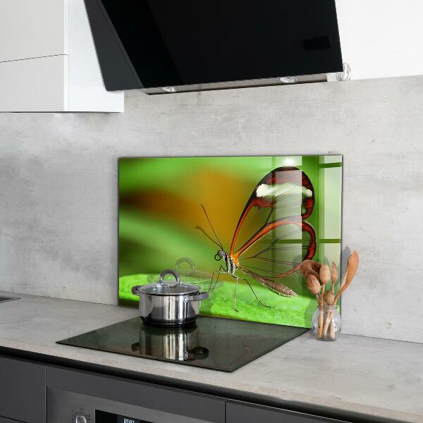 Sticlă bucătărie Fluture pe o frunză