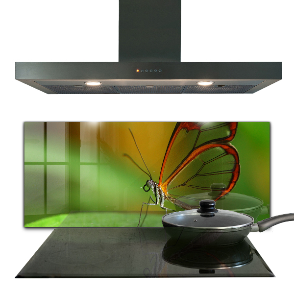 Sticlă bucătărie Fluture pe o frunză