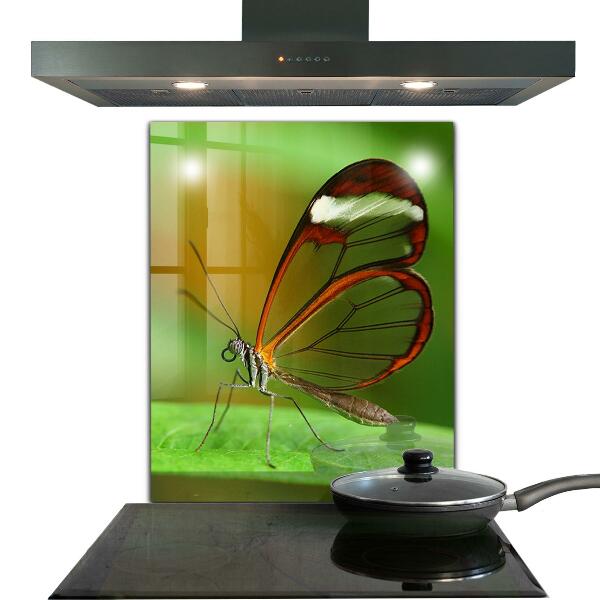 Sticlă bucătărie Fluture pe o frunză