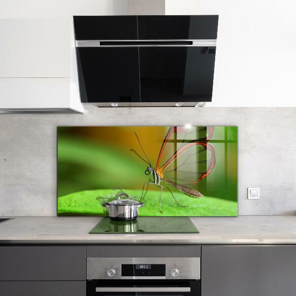 Sticlă bucătărie Fluture pe o frunză