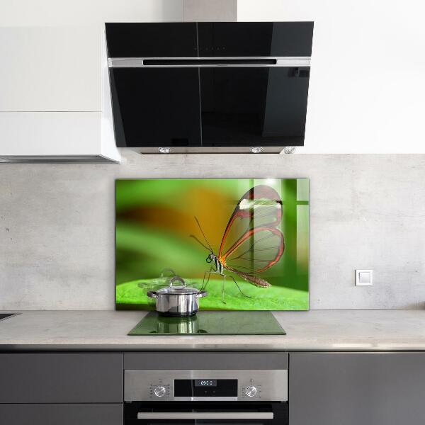 Sticlă bucătărie Fluture pe o frunză