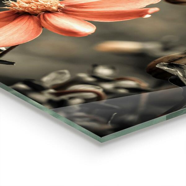 Sticlă printata bucătărie Muguri de flori de epocă