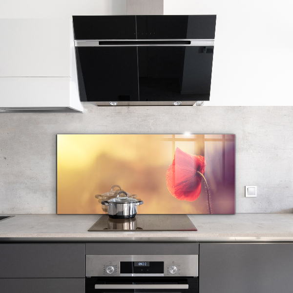 Sticlă printata bucătărie Planta de mac de epocă