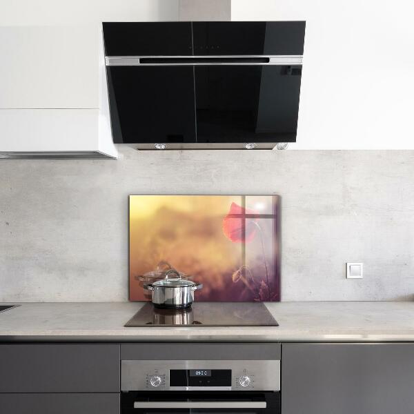 Sticlă printata bucătărie Planta de mac de epocă