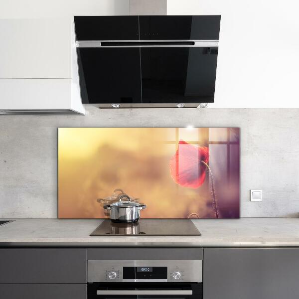 Sticlă printata bucătărie Planta de mac de epocă