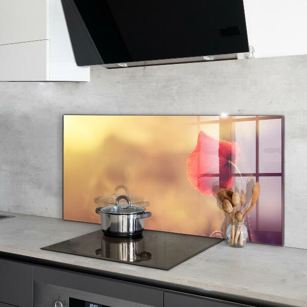 Sticlă printata bucătărie Planta de mac de epocă