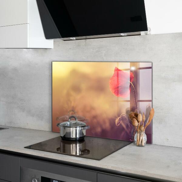 Sticlă printata bucătărie Planta de mac de epocă