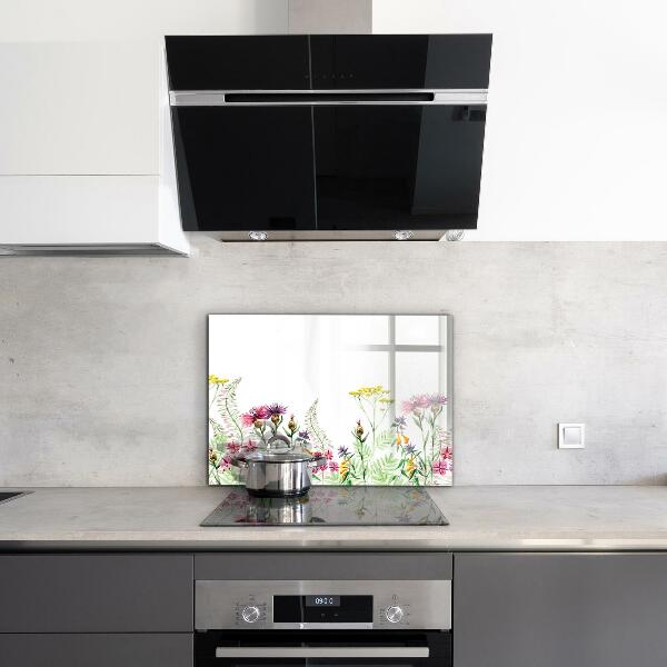 Sticlă printata bucătărie Lunca cu flori colorate