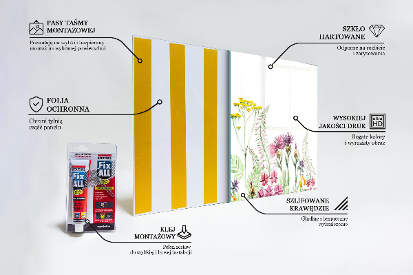 Sticlă printata bucătărie Lunca cu flori colorate