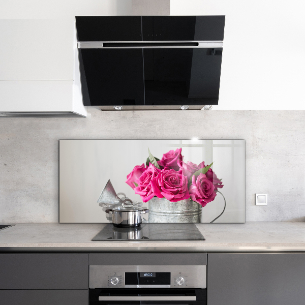 Sticlă printata bucătărie Adapatoare cu un buchet de trandafiri