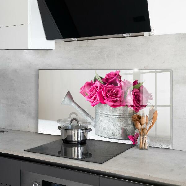 Sticlă printata bucătărie Adapatoare cu un buchet de trandafiri