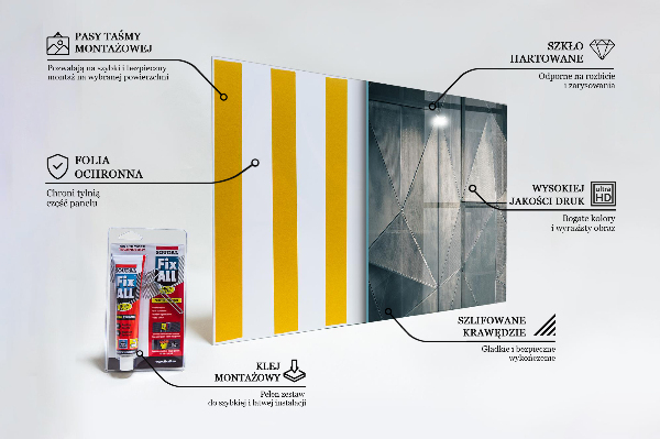 Sticlă pentru bucătărie Triunghiuri abstracte metalice
