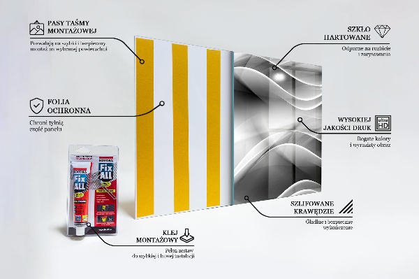 Sticlă pentru bucătărie Energie abstractă unde gri