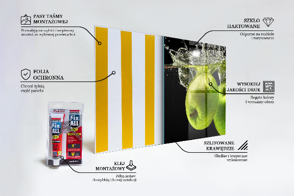 Sticlă bucătărie Mere verzi în apă