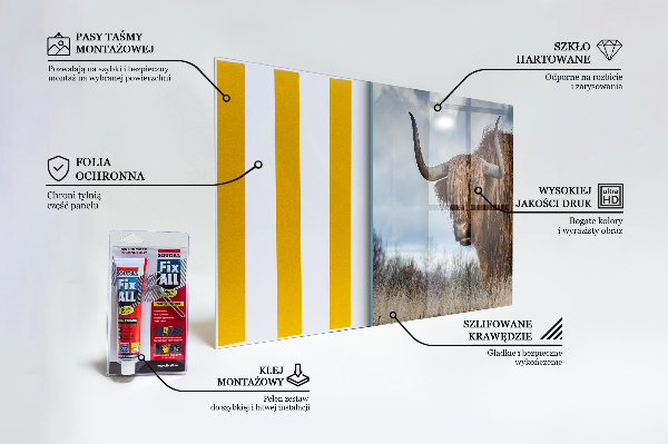 Sticlă bucătărie Vaca highland boho