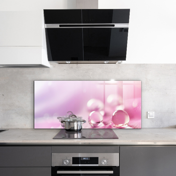 Panou perete bucătărie Picături de rouă pe o floare roz