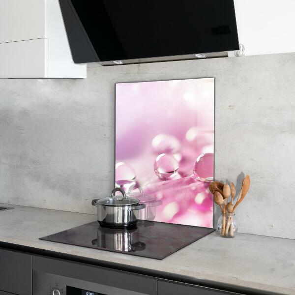 Panou perete bucătărie Picături de rouă pe o floare roz