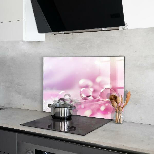 Panou perete bucătărie Picături de rouă pe o floare roz