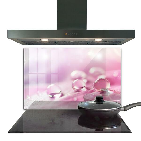 Panou perete bucătărie Picături de rouă pe o floare roz