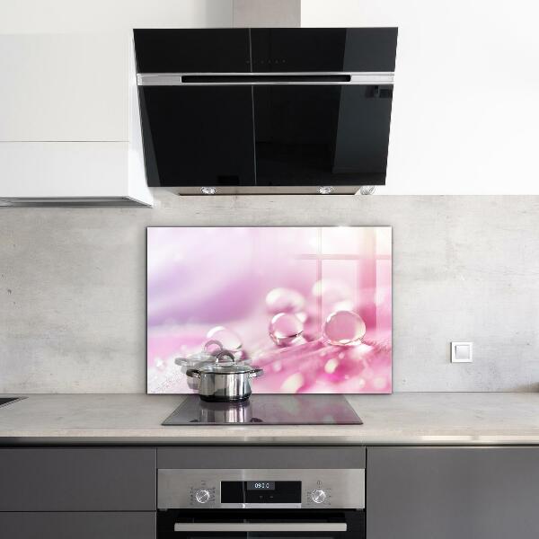 Panou perete bucătărie Picături de rouă pe o floare roz