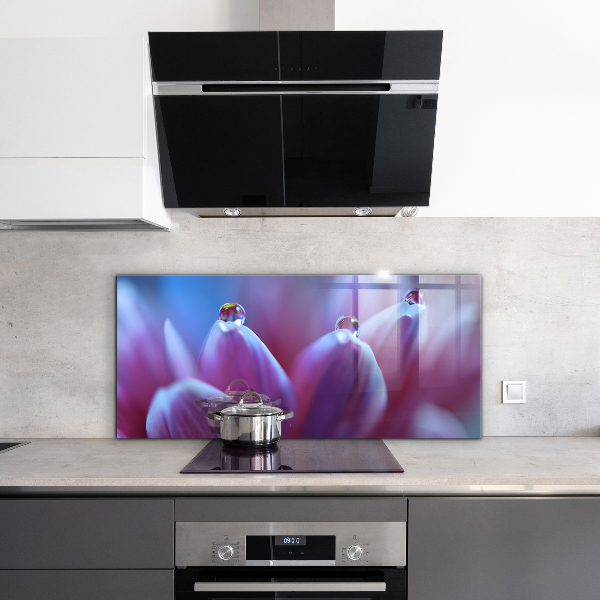 Sticlă bucătărie Picături de rouă floare violetă