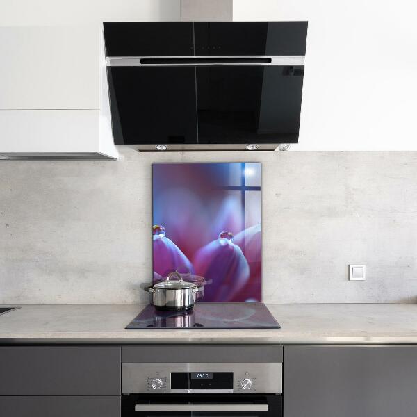 Sticlă bucătărie Picături de rouă floare violetă