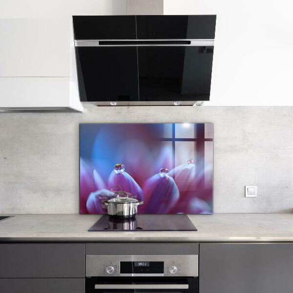 Sticlă bucătărie Picături de rouă floare violetă