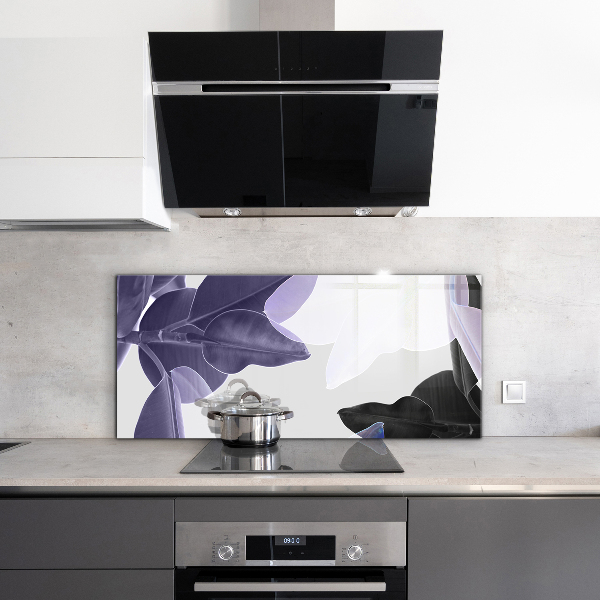 Sticlă bucătărie Ilustrație cu frunze exotice