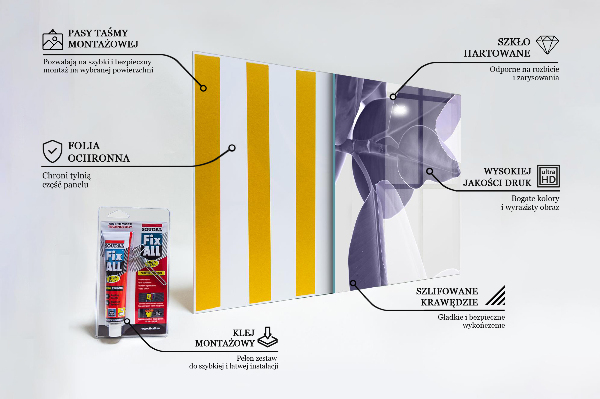 Sticlă bucătărie Ilustrație cu frunze exotice