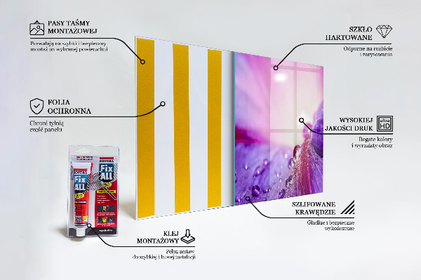 Sticlă bucătărie Floare violetă cu roua dimineții