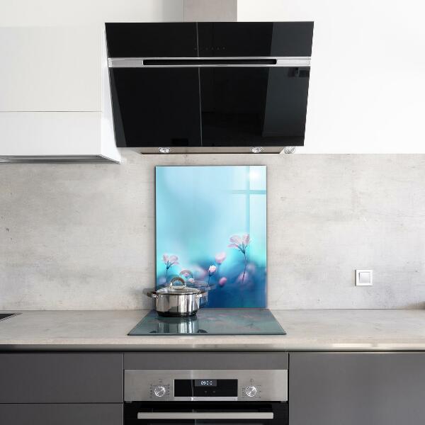 Panou sticlă bucătărie Flori în spatele ceții dimineții