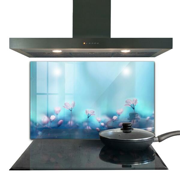 Panou sticlă bucătărie Flori în spatele ceții dimineții