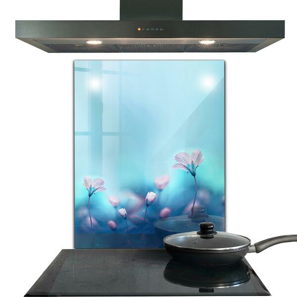 Panou sticlă bucătărie Flori în spatele ceții dimineții