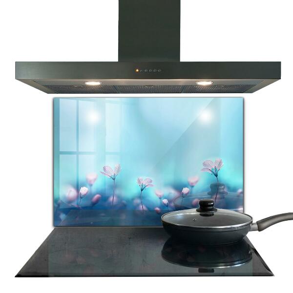 Panou sticlă bucătărie Flori în spatele ceții dimineții