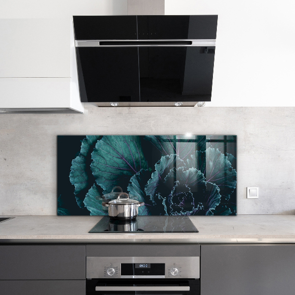 Panou sticlă bucătărie Frunze de varză verde închis