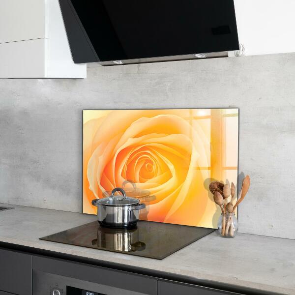 Panou sticlă bucătărie Floare de trandafir galben