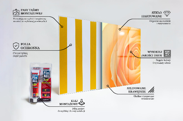 Panou sticlă bucătărie Floare de trandafir galben