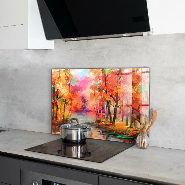 Sticlă bucătărie Copaci de toamnă în parc
