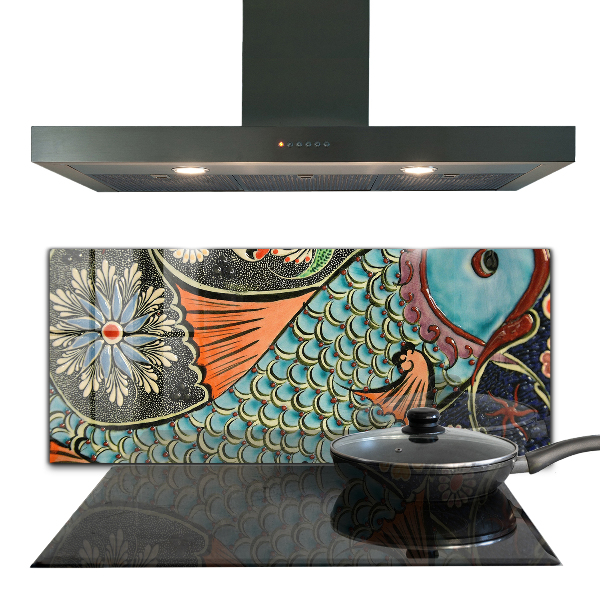 Sticlă bucătărie Pește mozaic vintage ceramica