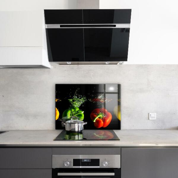 Sticlă bucătărie Ardei colorați sub apă