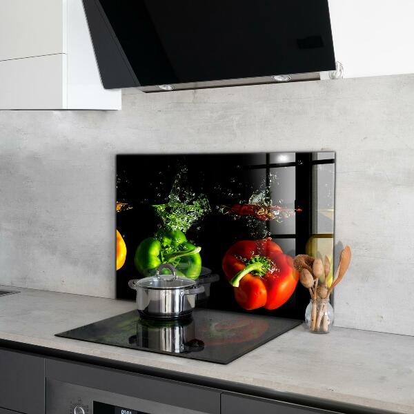 Sticlă bucătărie Ardei colorați sub apă