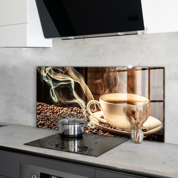 Sticlă bucătărie O ceașcă cu cafea aromată