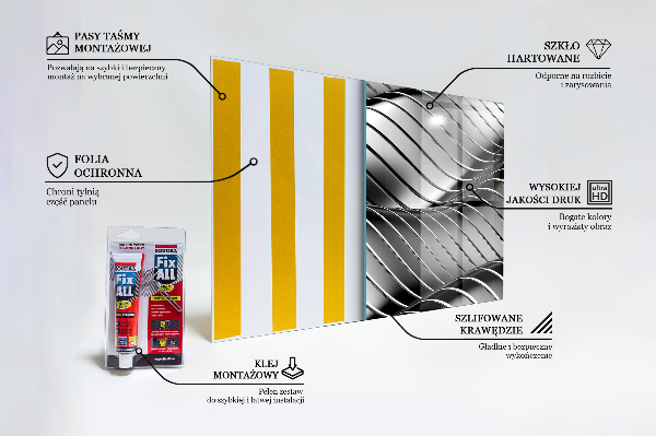 Sticlă bucătărie Abstracția undelor de metal