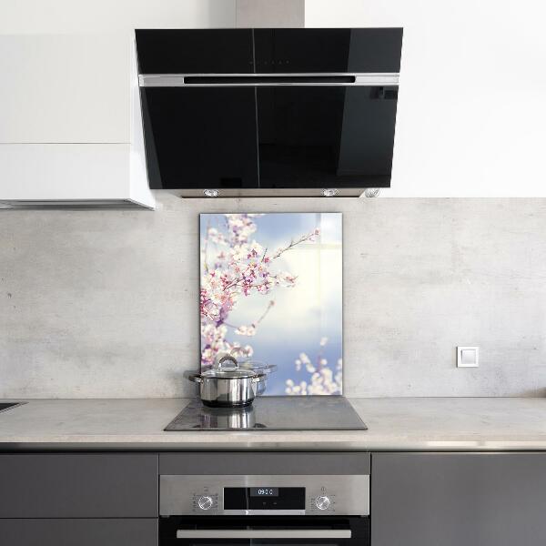 Panou sticlă bucătărie Flori roz delicate