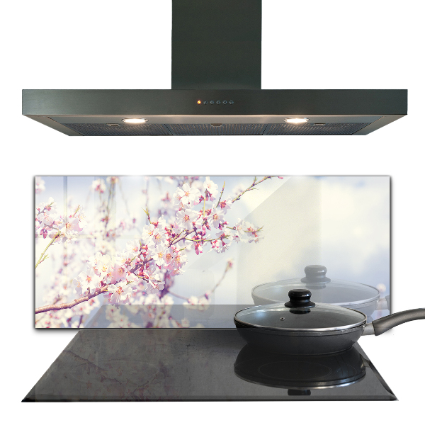 Panou sticlă bucătărie Flori roz delicate