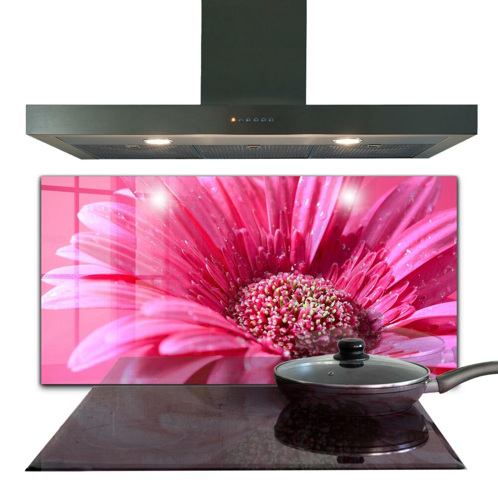 Panou sticlă bucătărie Floare roz detalii natura