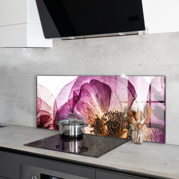 Panou sticlă bucătărie Detalii de flori delicate