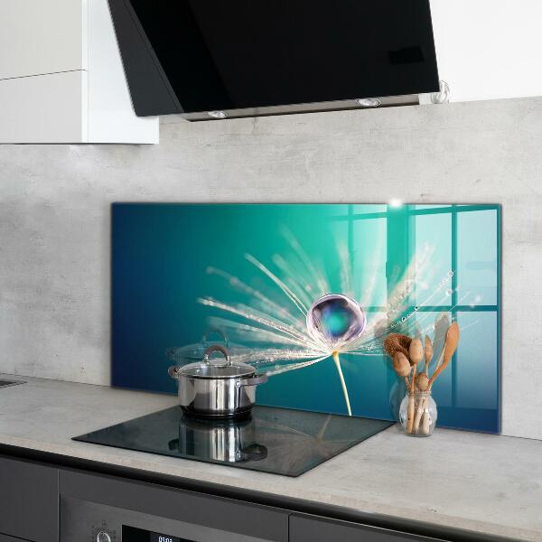 Panou sticlă bucătărie Păpădie cu picătură de rouă